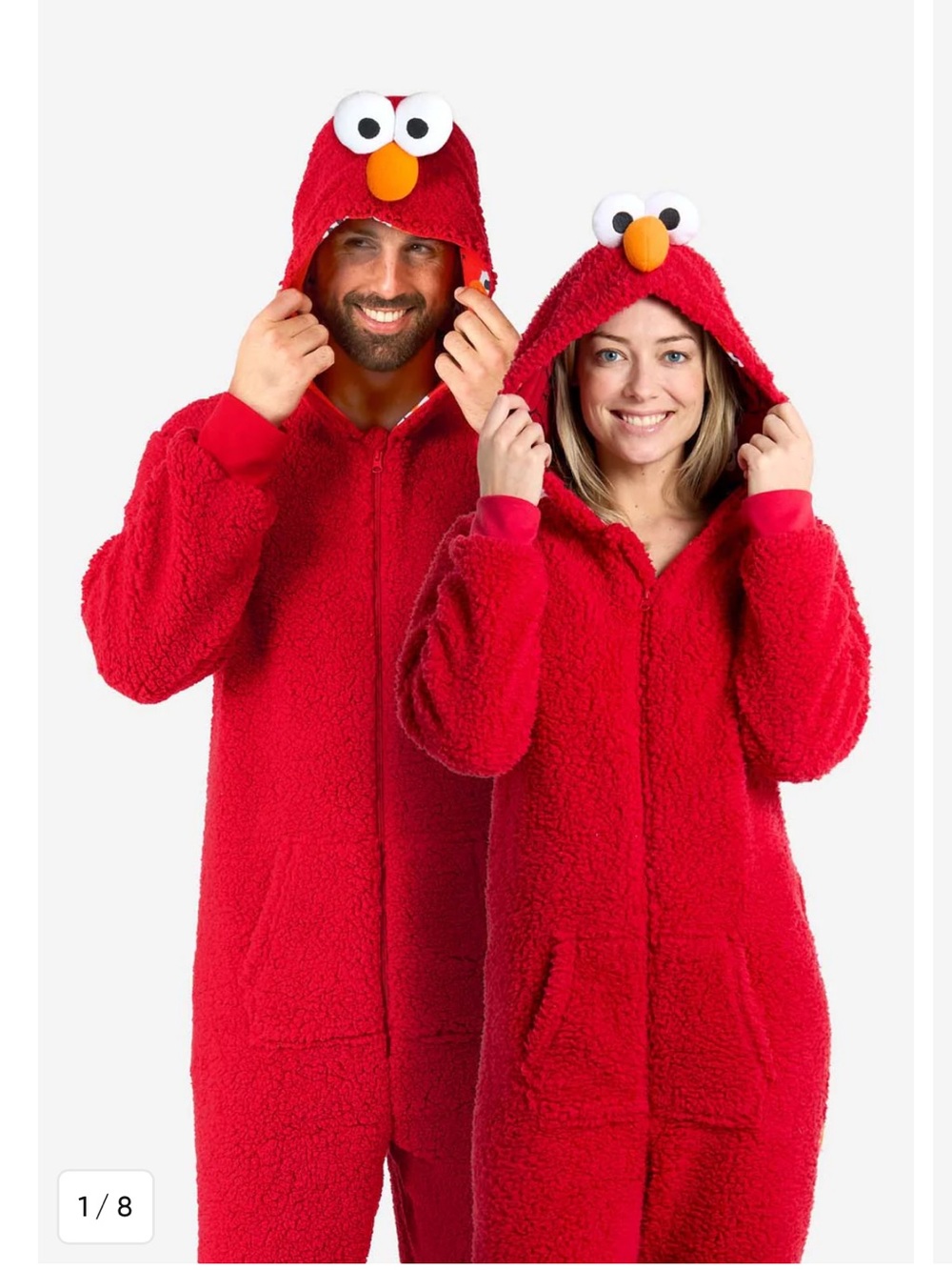 OppoSuits Red Elmo-Inspired Plush Hooded Onesie Pajama